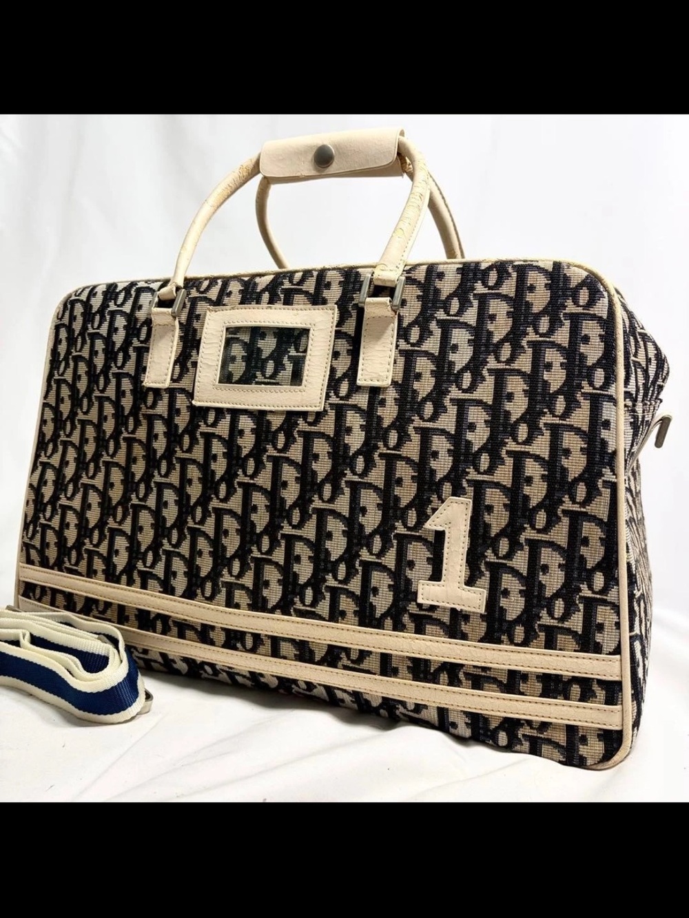 Dior Black & Beige Oblique Canvas Weekender Bag